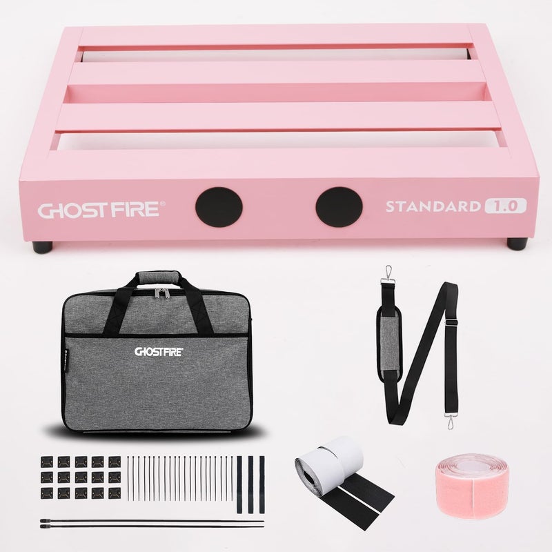 GHOSTFIRE Ghost Fire Limited Edition Guitar Pedal Board Aluminum Alloy 2.6lb Effect Pedalboard 17"x12.5"x3 "with Carry Bag,New V series (V-STANDARD 1.0 PINK) - Image 1